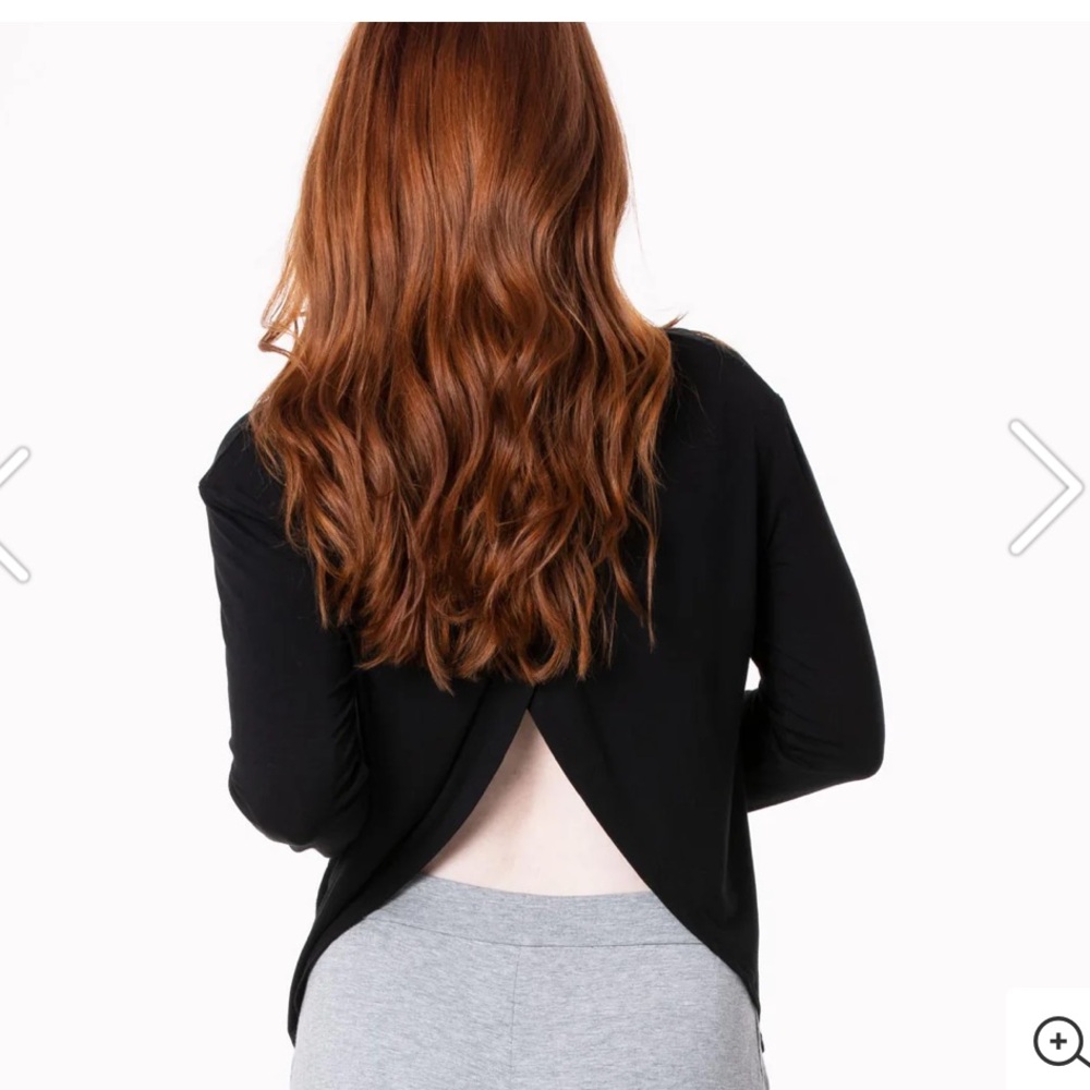 Set - Kickee Pants - 2 Long Sleeve Butterfly Open-Back Tops- (black and gray)